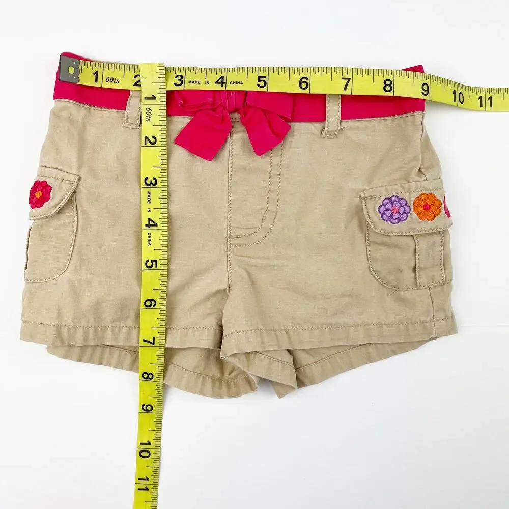 Gymboree Khaki Floral Cargo Shorts Pretty Posies Size 12-18 Months